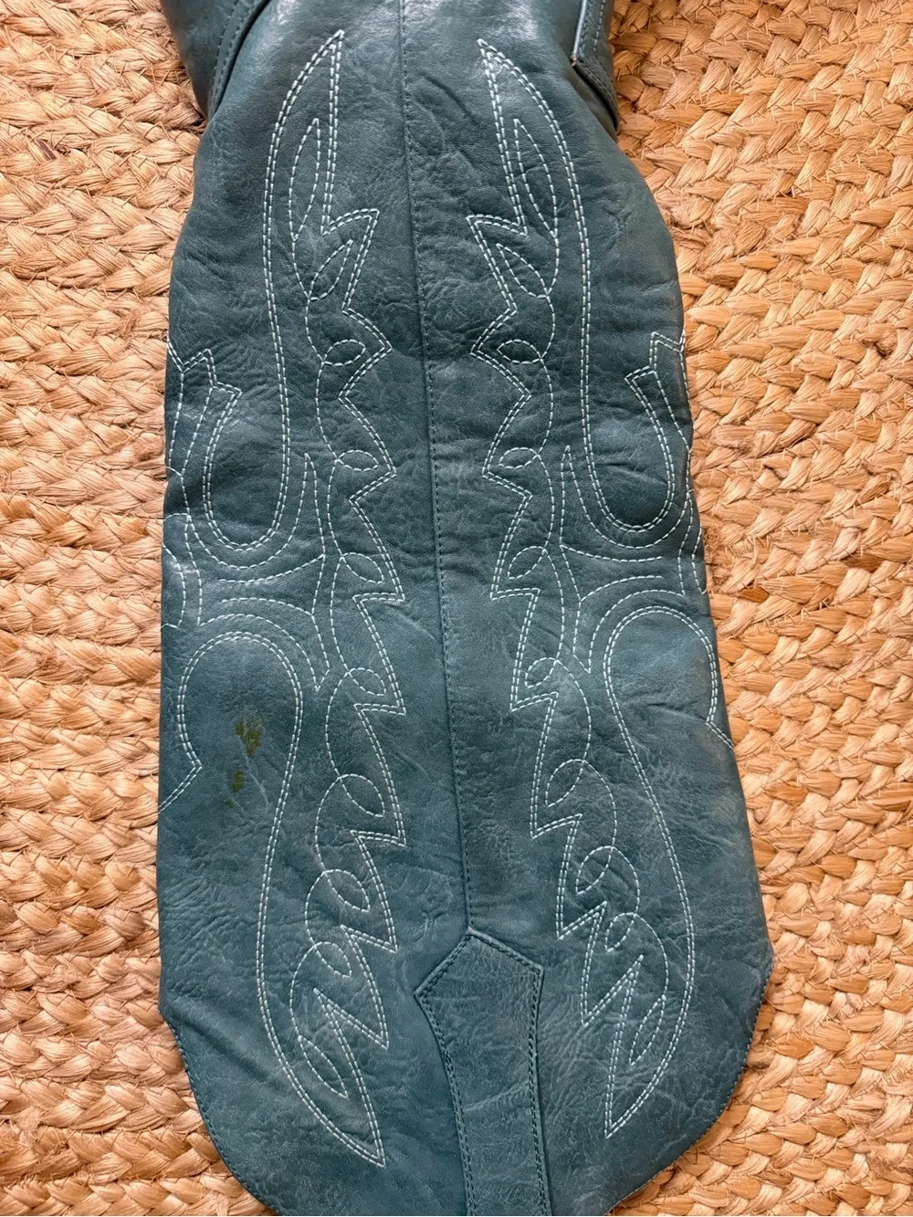 Teal Embroidered Knee-High Western Boots - Women